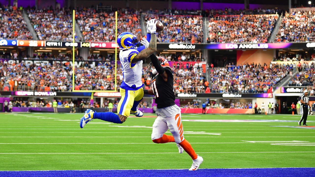 Odell Beckham Jr. draws first blood for the Rams. Picture: Frederic J. Brown/AFP