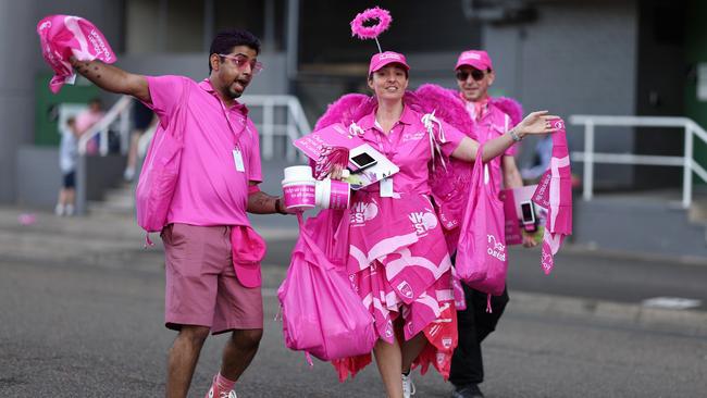 McGrath foundation volunteers are seen wearing pink during Jane McGrath Day. Picture: Getty Images