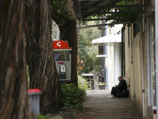 Generic Homeless Photo.Older unidentified homeless woman sits alone in the back streets of Redfern Sydney.Photo: Tim Pascoe