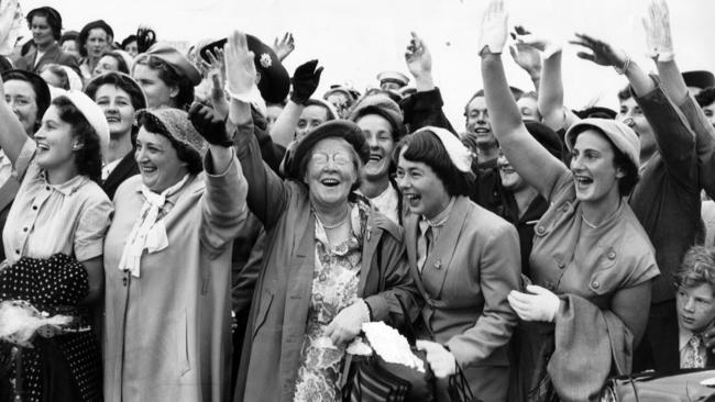 The crowds that came out to see Queen Elizabeth II as she passed Hobart's Domain. Picture: Supplied.