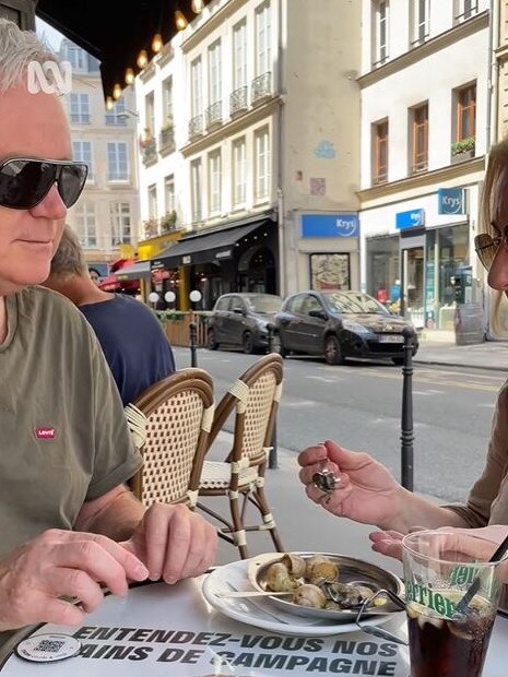 Sonya Feldhoff and Jules Schiller enjoy snails in Paris. Picture: Instagram / ABC