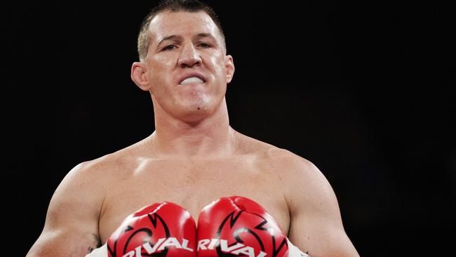 Paul Gallen’s plans to fight Mark Hunt appear over after suffering a torn bicep. Picture: AAP.