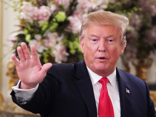 US President Donald Trump addresses the National Association of Attorneys General in the State Dining Room of the White House in Washington, DC on March 4, 2019. (Photo by MANDEL NGAN / AFP)