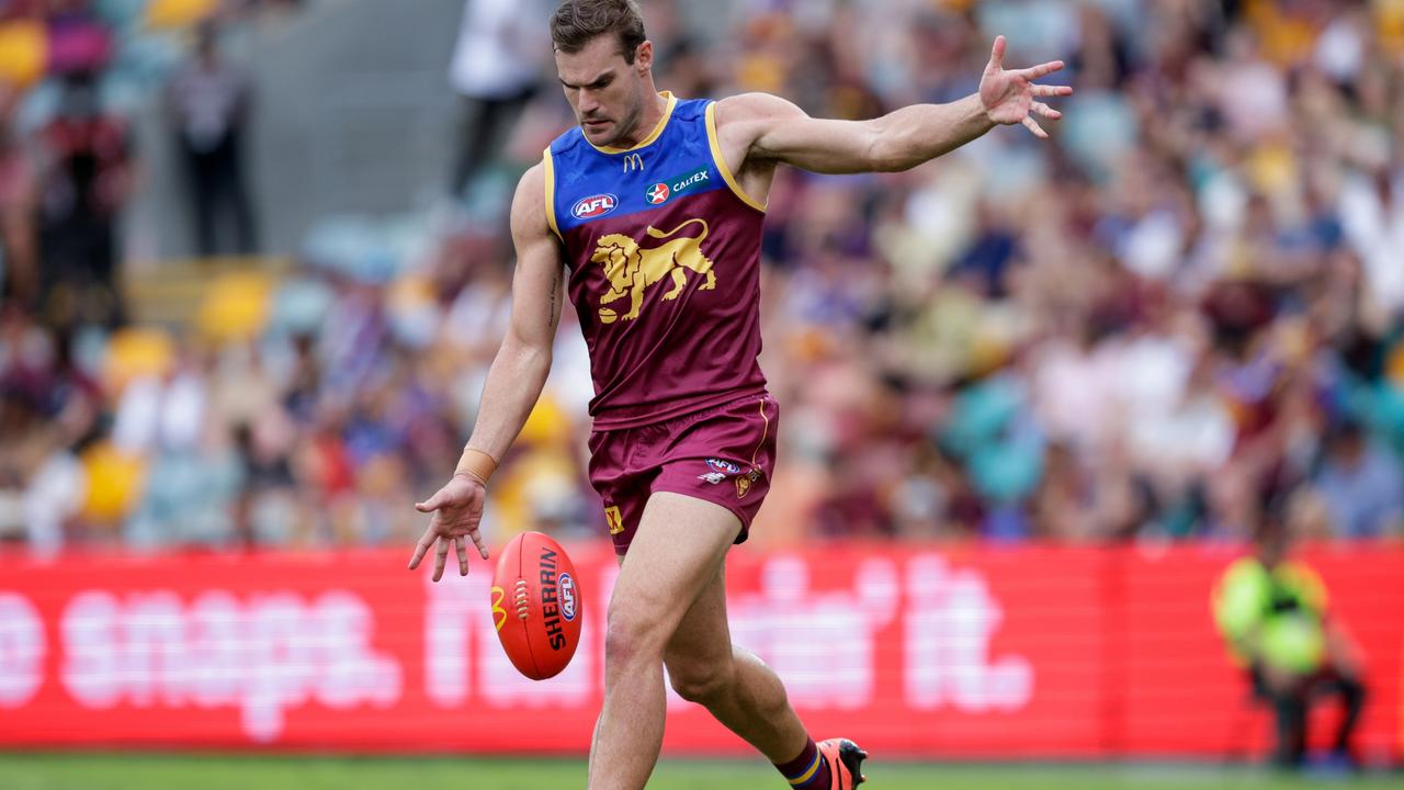 Jack Payne of the Lions in action during the 2023 AFL Round 07 match between the Brisbane Lions and the Fremantle Dockers at The Gabba on April 29, 2023 in Brisbane, Australia. (Picture: Russell Freeman/AFL Photos via Getty Images.