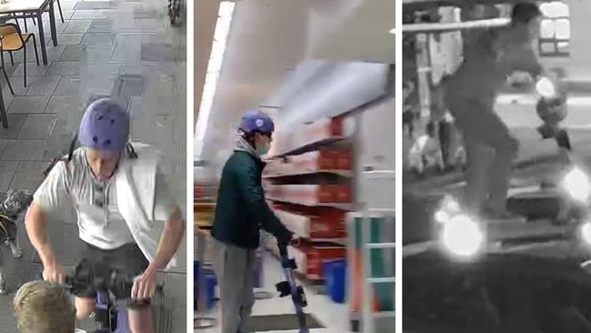 A young man rides an e-scooter through the New Town Plaza Kmart. Picture: Supplied