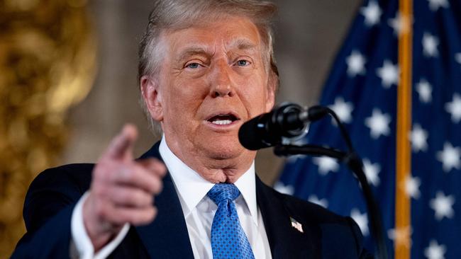 Donald Trump speaks at a news conference at his Mar-a-Lago resort. Picture: Getty Images via AFP.