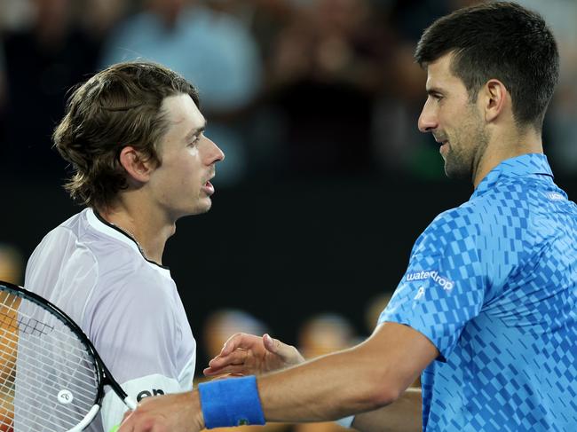 Djokovic says he has been really impressed with de Minaur’s progress. Picture: Getty