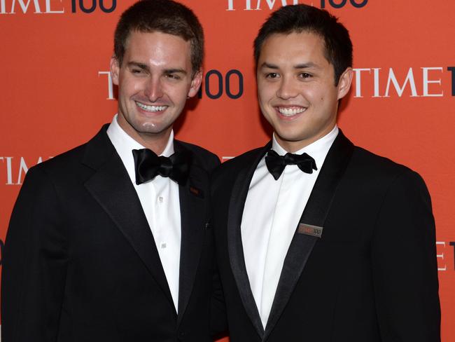 Set back ... Snapchat co-founders Evan Spiegel and Bobby Murphy attends the Time 100 Gala celebrating the Time 100 issue of the Most Influential People In The World.