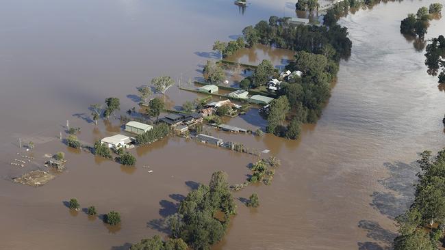 Flooded houses in Sackville on the Hawkesbury River. Picture: Dylan Coker