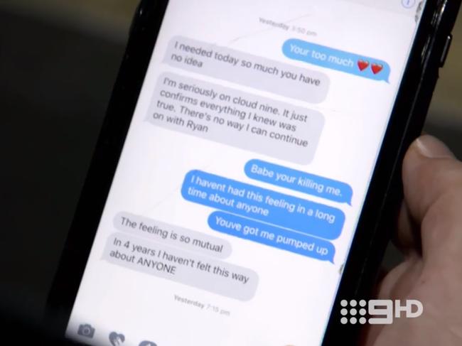 “I haven’t had this feeling in a long time about anyone” — Ouch, Dean! Tracey asked to see her groom’s incriminating messages. Source: Nine