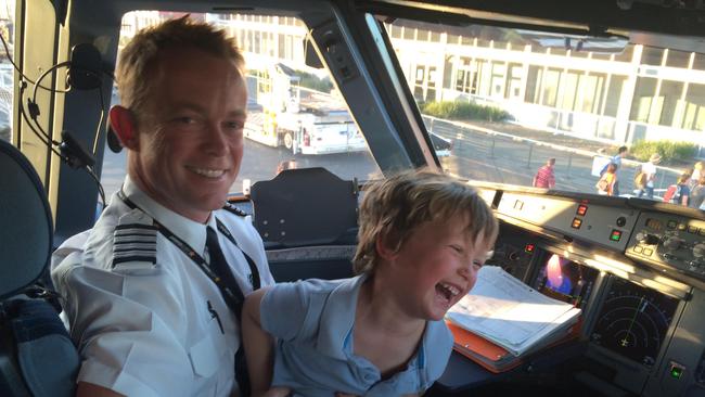 Jetstar pilot Guy Proctor and son