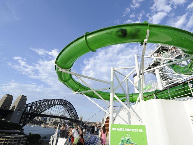 Slide the Green Thunder for a waterside thrill at sea.