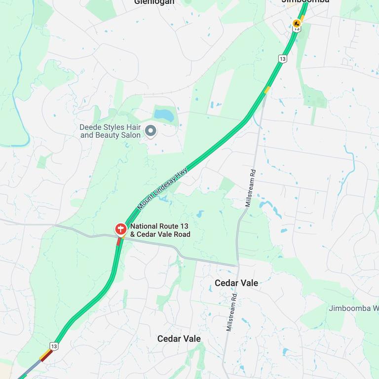 A two-vehicle crash closed the Mount Lindesay Highway on Christmas Day. Picture: Google Maps