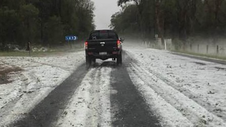 11/10/2018 Facebook photo showing hail in Coolabunia, 153km north of Toowoomba. Source: Leonie Bartlett