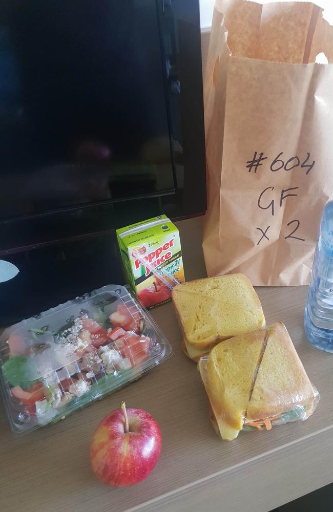 Tara Whitehead has photographed the meals she’s been given while in hotel quarantine in Cairns. She pays $60/day for food.