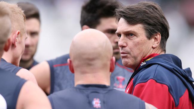 Paul Roos addresses his players. Picture: Wayne Ludbey