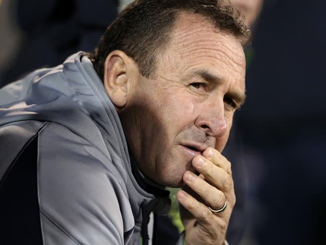 BATHURST, AUSTRALIA - JUNE 10:  Raiders coach Ricky Stuart watches on from the bench during the round 14 NRL match between the Penrith Panthers and the Canberra Raiders at Carrington Park on June 10, 2017 in Bathurst, Australia.  (Photo by Mark Kolbe/Getty Images)