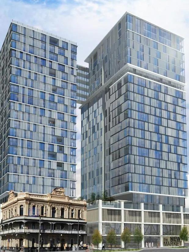 The proposed One North Terrace development on the Newmarket Hotel site. Picture: GHD Woodhead
