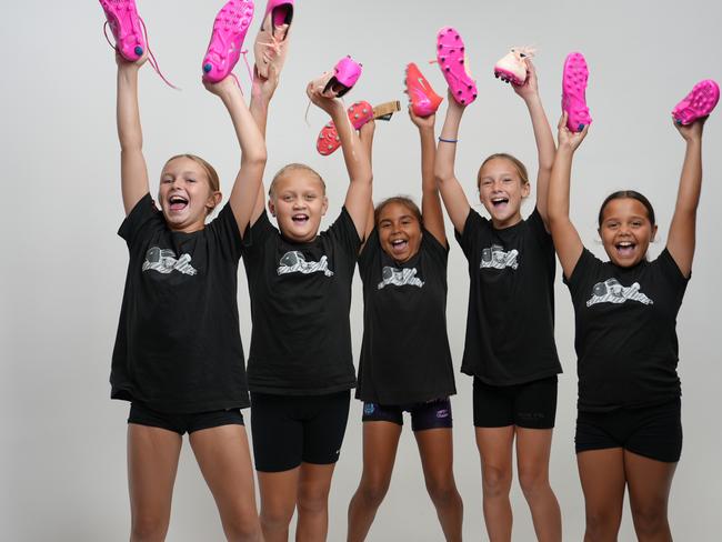 At the end of the Play Her Way program, the girls graduated, and were all given a brand new pair of boots, as well as a gift bag. Picture: Supplied,