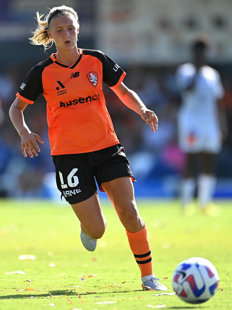 Zara Kruger of the Roar in action during a round eight A-League Women's match between Brisbane Roar and Sydney FC. Picture: Getty Images