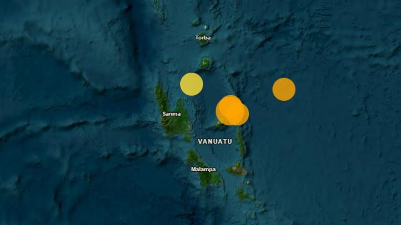 A magnitude 6.2 earthquake hit Vanuatu on Wednesday night. Picture: Geoscience Australia