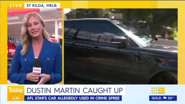 Today report on Dustin Martin's car (Today Show)