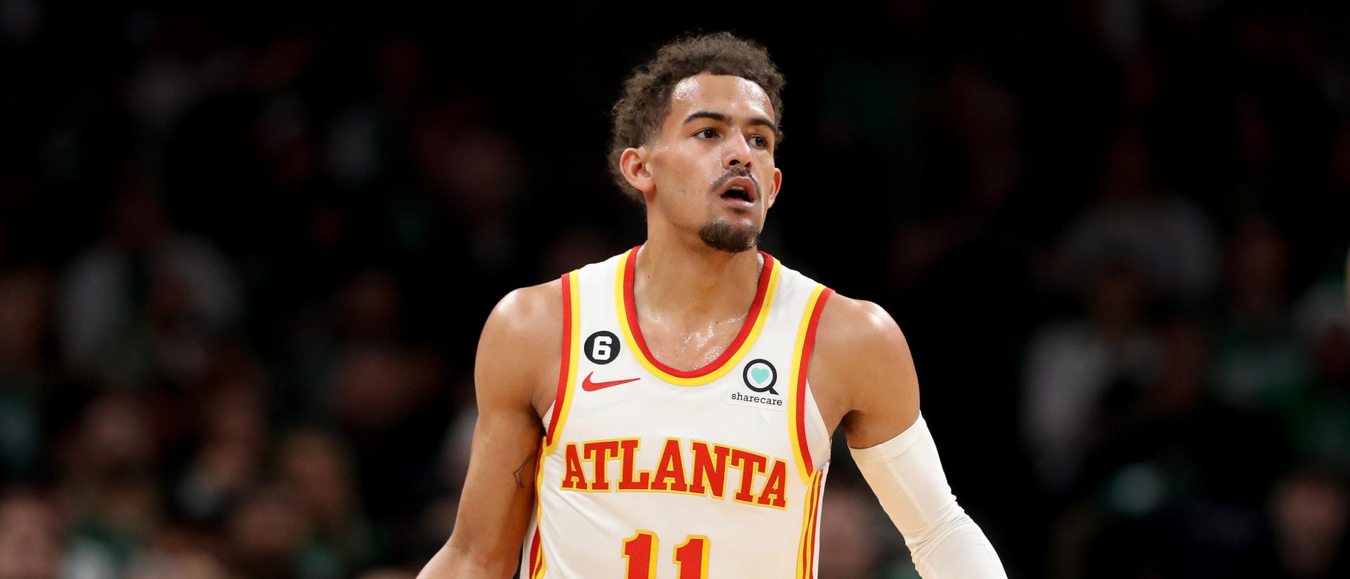 Atlanta Hawks guard Bogdan Bogdanovic (13) shoots the ball against the  Boston Celtics the fourth quarter of game one of the 2023 NBA playoffs at  TD Garden.