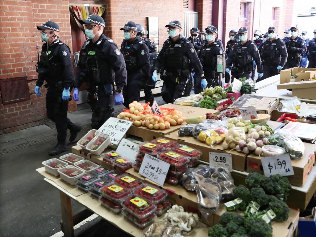 Police have outnumbered protesters. Picture: David Crosling