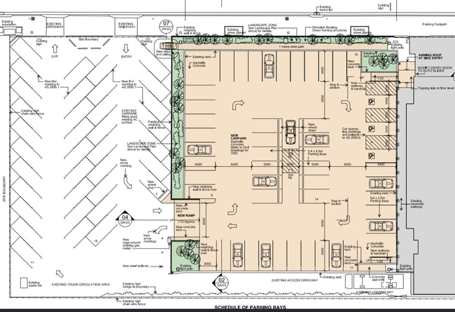 A site plan showing what the layout of the proposed carpark. Picture: Curtin Architects