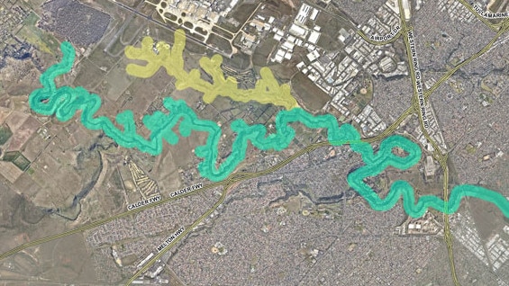 Sections of the Maribyrnong River with PFAS contamination warnings in place from the EPA.