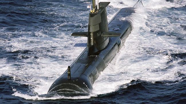 Collins Class Submarine, HMAS Sheean at sea in the Western Australia Exercise Area.