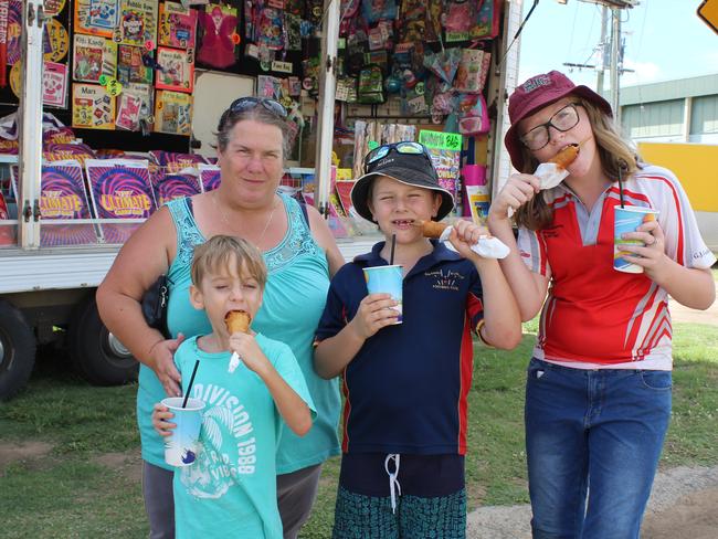 Loretta Winters with Karmicheal Armstrong, Jayden Mcaleese and Kelliegh Armstrong at the Murgon Show. Photo: Laura Blackmore