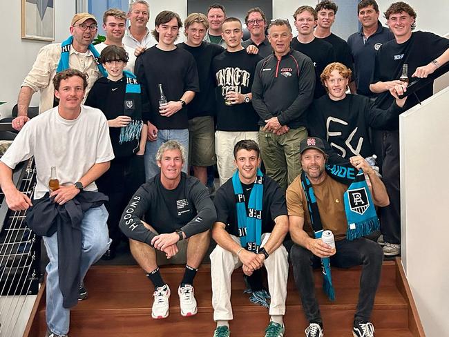 Tom Anastasopoulos with his Newtown & Chillwell support crew. Picture: Newtown & Chillwell FNC