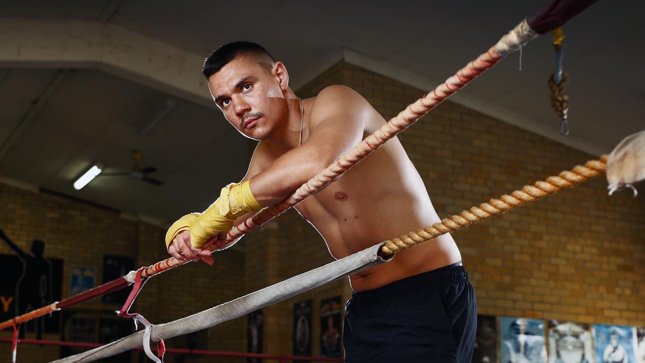 DAILY TELEGRAPH 19TH OCTOBER 2022 Pictured at his gym at the PCYC in Rockdale is boxer Tim Tszyu. Today marks 100 days until his fight for the undisputed super-welterweight titles against Jermell Charlo in Las Vegas. Picture: Richard Dobson