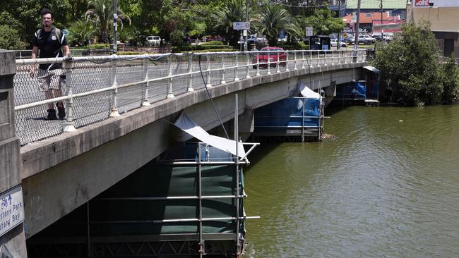 The present bridge is undergoing maintenance work. Picture: Tim Clapin