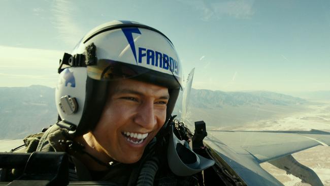 Danny Ramirez in flight as Fanboy. Picture: Paramount