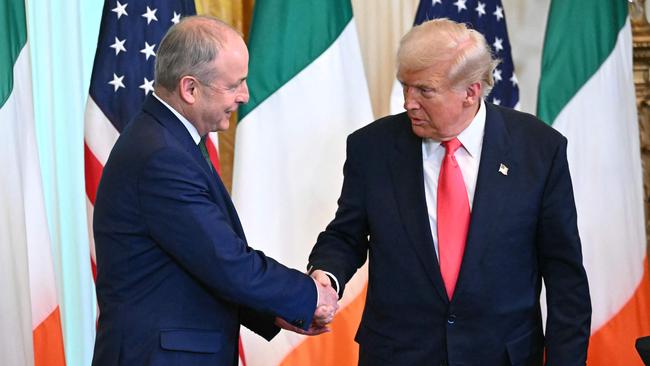 US President Donald Trump accused Ireland of taking advantage of the US. Here Mr Trump is pictured with Irish PM Michael Martin. Photo: AFP