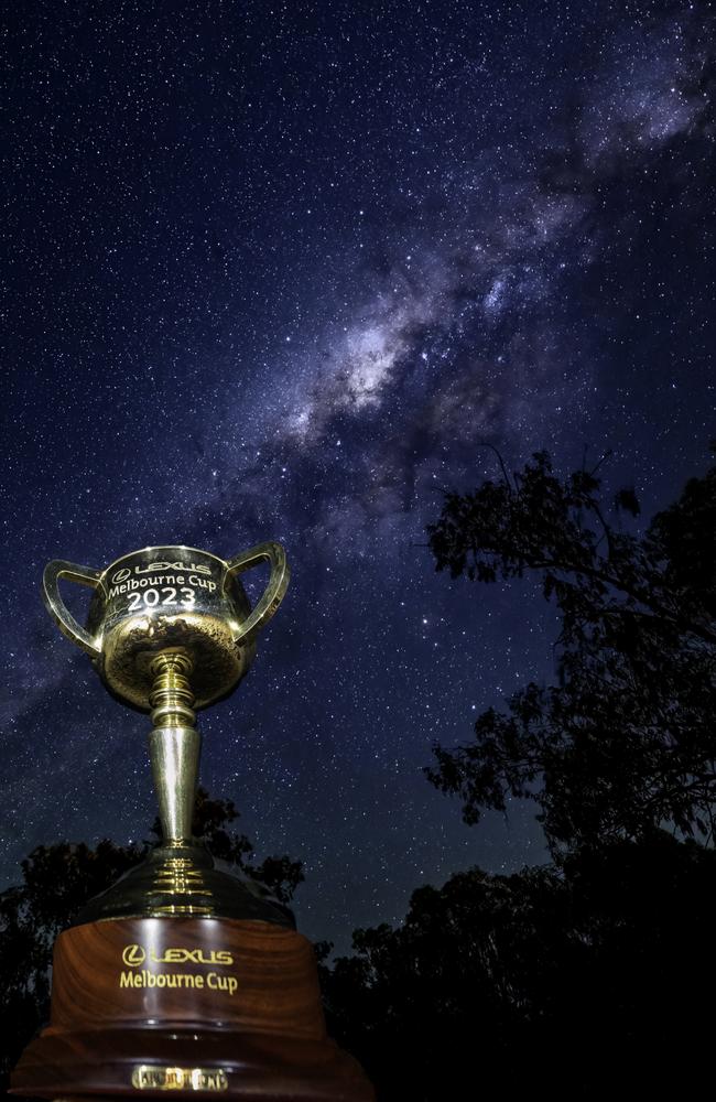 Thargomindah, QLD: The Melbourne Cup takes centre stage under the brilliance of the Milky Way. Picture: Jay Town