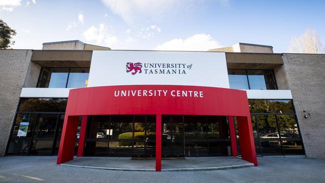 University of Tasmania building and signage, Sandy Bay Campus. Picture: Richard Jupe