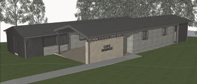 Artist's impression of the proposed cafe that will be created out of the old dairy buildings on the foreshore overlooking Peat Island. Picture: supplied