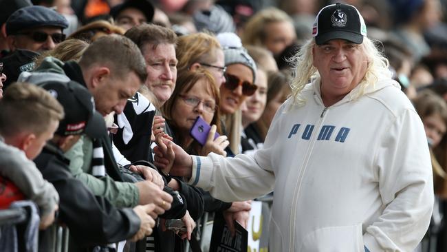 Joffa mingles with fellow Collingwood fans at open training today. Picture: Michael Klein