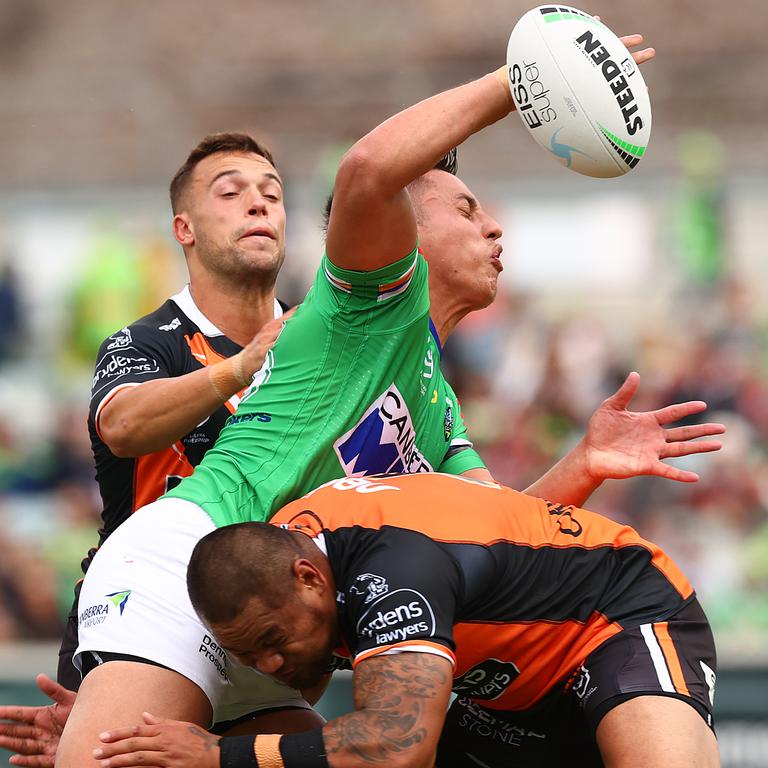 Joe Tapine of the Raiders can’t maintain his incredible Rd 1 PPM. Picture: Mark Nolan/Getty Images