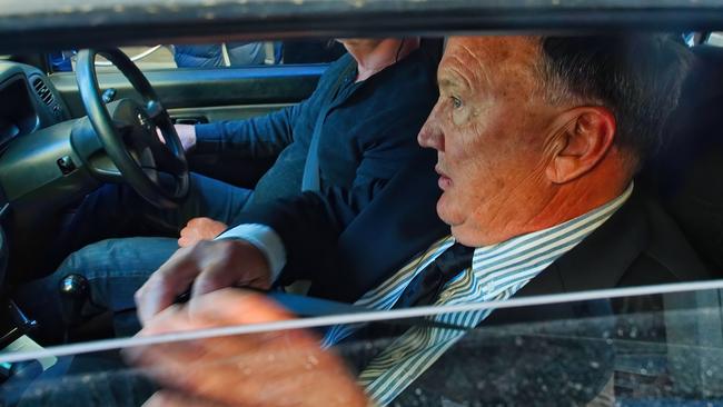 Mr Mathieson did not comment as he left his lawyer’s office. Picture: NCA NewsWire / Luis Enrique Ascui