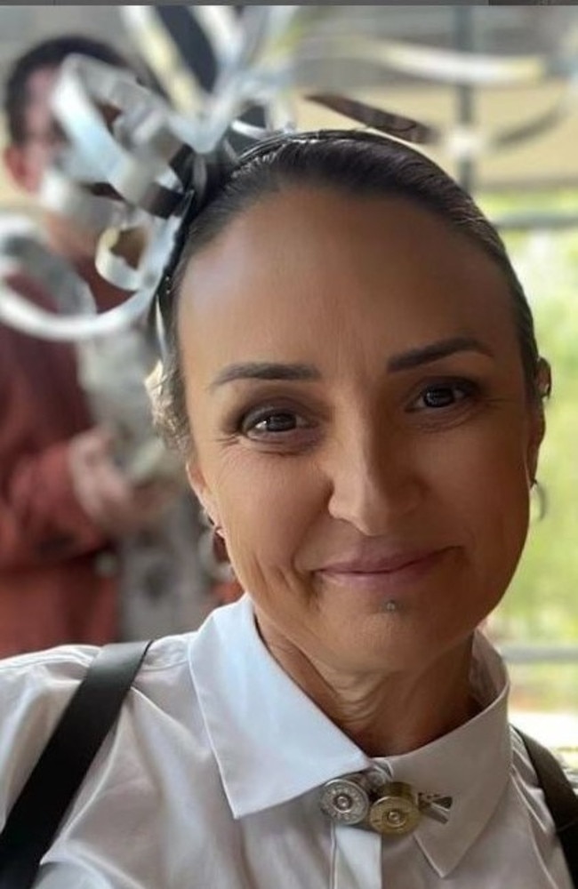 Competitive clay target shooter, Rae Saheli, 51, of Palm Beach on the Gold Coast has combined her love of shooting with her love of art to create various items, from ‘wearable art’ outfits to sculptures to jewellery. Picture: instagram.com/rae_saheli_artist