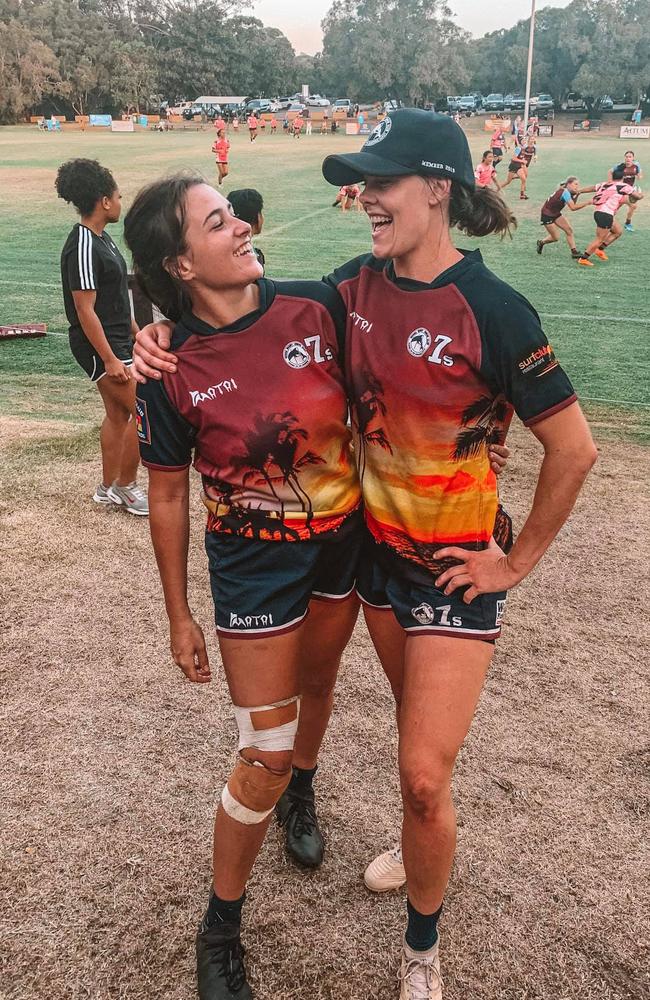 Naomi Tomlinson (left) and Kelli Dunlop of the Noosa Dolphins women's team. Picture: Social Media