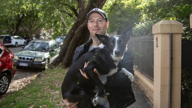 Resident Yaacov Hellman in Wellington Street, Woollahra, where vehicles have been vandalised. Picture: Liam Mendes / The Australian