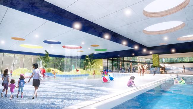 Adelaide Football Club artist impressions of its proposal for the Aquatic Centre in North Adelaide.