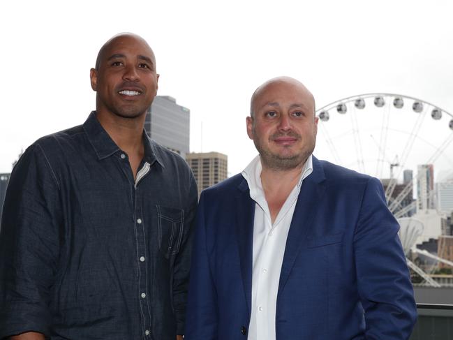 Kestelman with then head of basketball operations for the Brisbane Bullets, CJ Bruton, in 2015. Picture: Peter Wallis