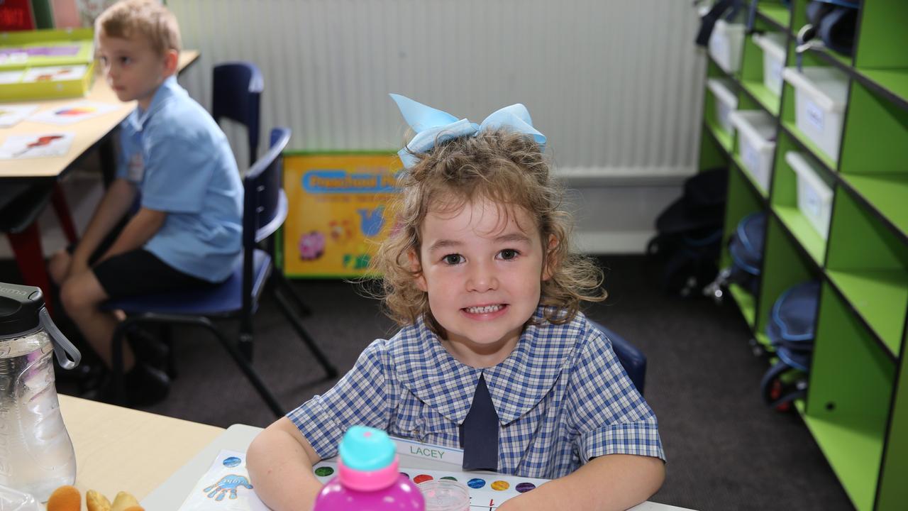 Lacey Chapman, 5. St Margaret’s school welcomed around 43 prep students today. Picture: Peter Ristevski