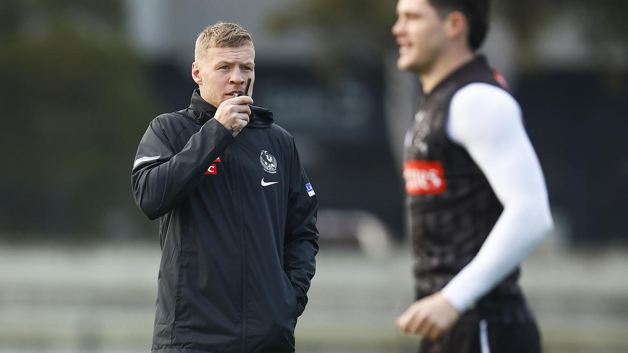 Jordan De Goey has been withdrawn from Collingwood’s side and may miss more than one week. Picture: Daniel Pockett/Getty Images